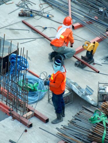 Construction crew working on underground water infrastructure repair