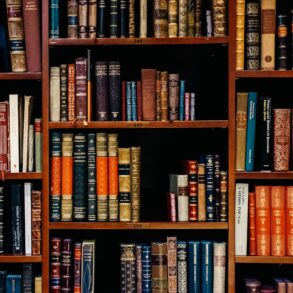 Interior of a public library with bookshelves and reading areas